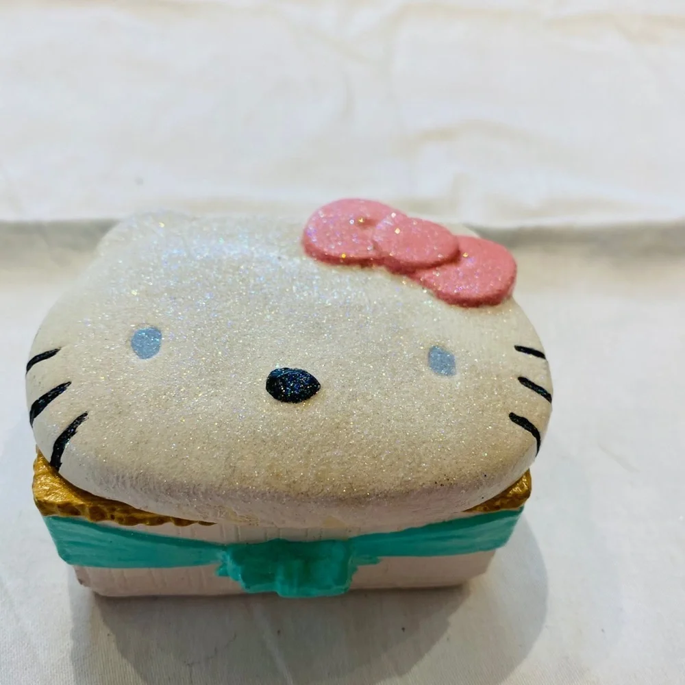 Hello Kitty Trinket box HAND PAINTED! SPARKLY FACE